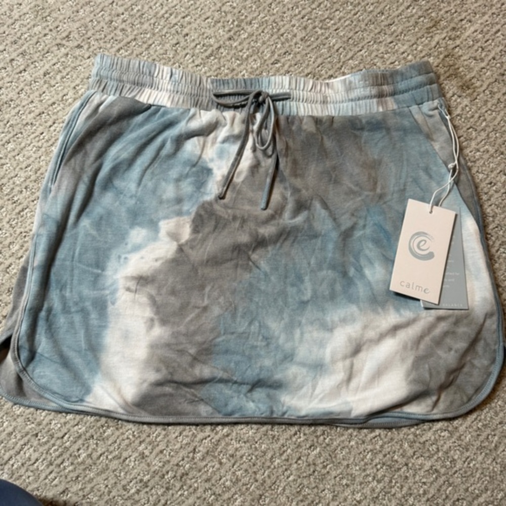 Johnny Was Calme‎ Rain Blue Tie Dye Commuter Short Skirt Medium Multi NWT